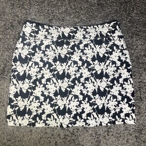 Mario Serrani Black White Floral Skort Skirt Built In Shorts W Pockets Large